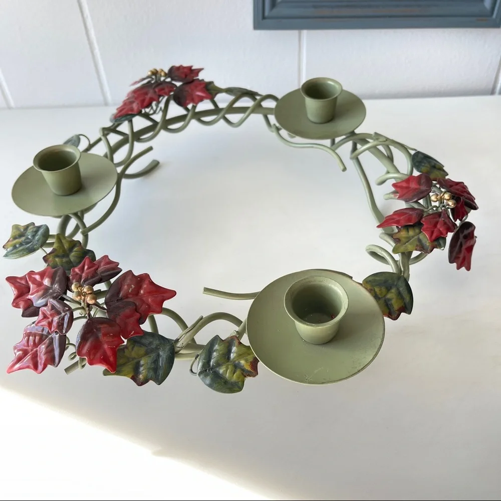 Vintage Metal Candle Holder Holiday Decor‎ 12.5in